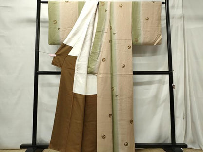 平和屋着物■上質な小紋 草花間道 金彩 正絹 逸品 CABC7691ou