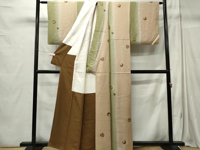 平和屋着物■上質な小紋 草花間道 金彩 正絹 逸品 CABC7691ou