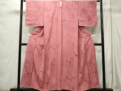 平和屋着物■上質な色無地 飛鶴地紋 長春色 正絹 逸品 CABC7692ou