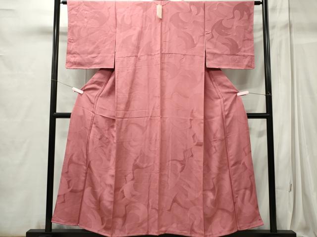 平和屋着物■上質な色無地 飛鶴地紋 長春色 正絹 逸品 CABC7692ou