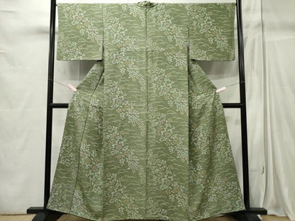 平和屋着物■上質な小紋 草花文 正絹 逸品 CABC7696ou
