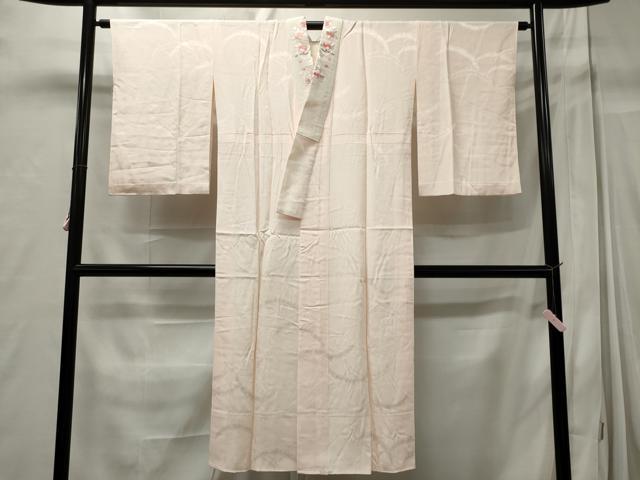 平和屋着物■長襦袢 袷 雪芝地紋 半衿刺繍 正絹 逸品 CABC7698ou