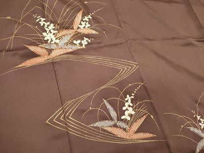 平和屋着物■訪問着 駒刺繍 草花文 金彩 正絹 逸品 CABC7701ou