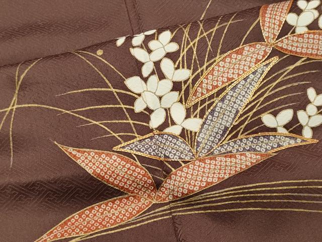 平和屋着物■訪問着 駒刺繍 草花文 金彩 正絹 逸品 CABC7701ou