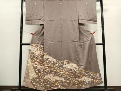平和屋着物■豪華色留袖　駒刺繍　飛鶴吉祥枝花文　正絹　逸品　CABC7718ou