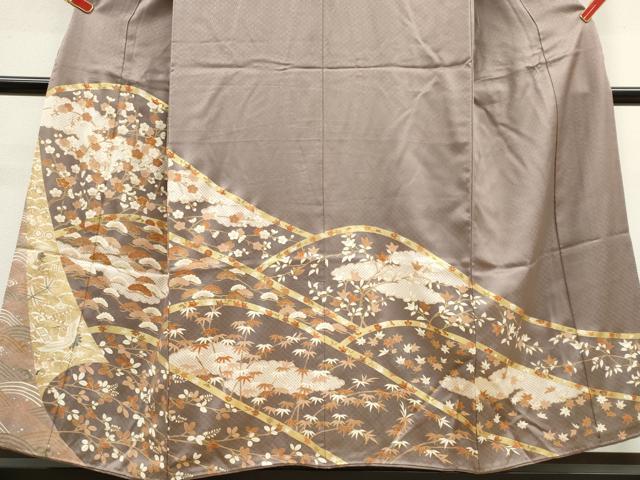 平和屋着物■豪華色留袖　駒刺繍　飛鶴吉祥枝花文　正絹　逸品　CABC7718ou