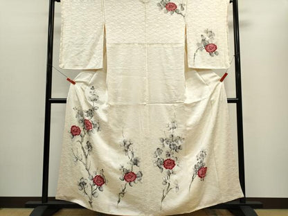 平和屋着物■訪問着　手描き　絞り　枝椿　暈し染め　正絹　逸品　CABC7728ou