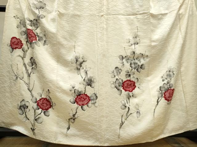 平和屋着物■訪問着　手描き　絞り　枝椿　暈し染め　正絹　逸品　CABC7728ou