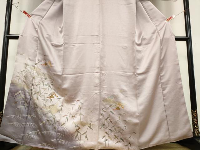 平和屋着物■訪問着　刺繍　扇面笹竹文　暈し染め　金彩　正絹　逸品　CABC7763ou