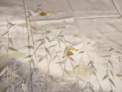 平和屋着物■訪問着　刺繍　扇面笹竹文　暈し染め　金彩　正絹　逸品　CABC7763ou