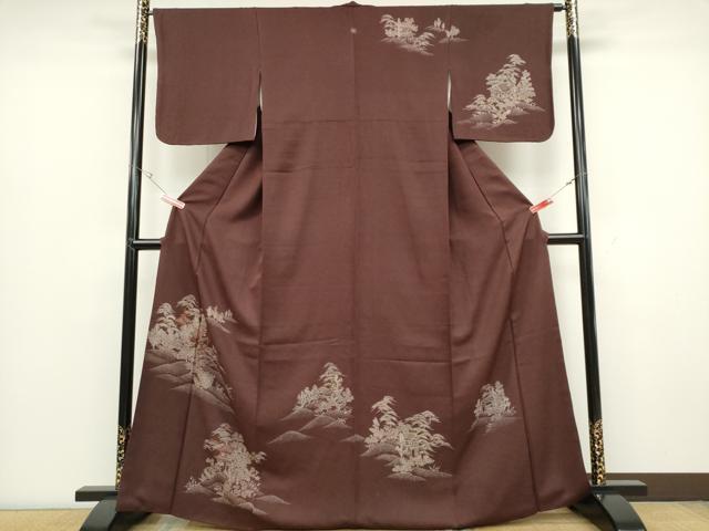 平和屋着物■訪問着　刺繍　風景松文　正絹　逸品　CABC7771ou