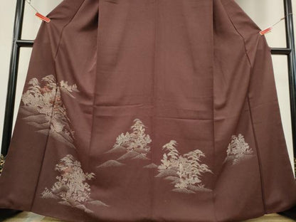 平和屋着物■訪問着　刺繍　風景松文　正絹　逸品　CABC7771ou