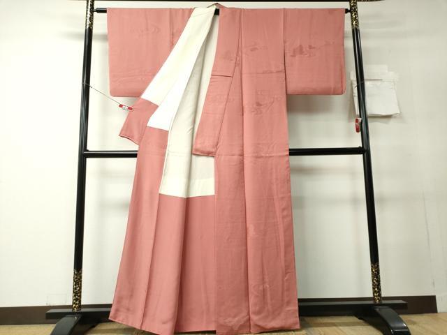 平和屋着物■上質な色無地　流水地紋　薄紅色　正絹　逸品　CABC7780ou