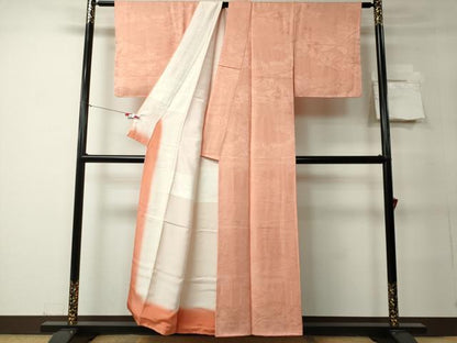 平和屋着物■上質な色無地　雲取り花地紋　一斤染色　正絹　逸品　未使用　CABC7791ou