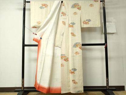 平和屋着物■上質な小紋 地紙草花文 金彩 やまと誂製 正絹 逸品 CABC7800ou