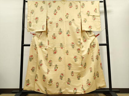 平和屋着物■上質な小紋　草花文　正絹　逸品　CABC7808ou