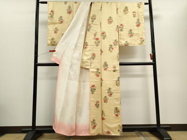 平和屋着物■上質な小紋　草花文　正絹　逸品　CABC7808ou