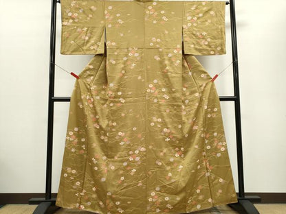 平和屋着物■上質な小紋　芝草花文　金彩　正絹　逸品　CABC7817ou