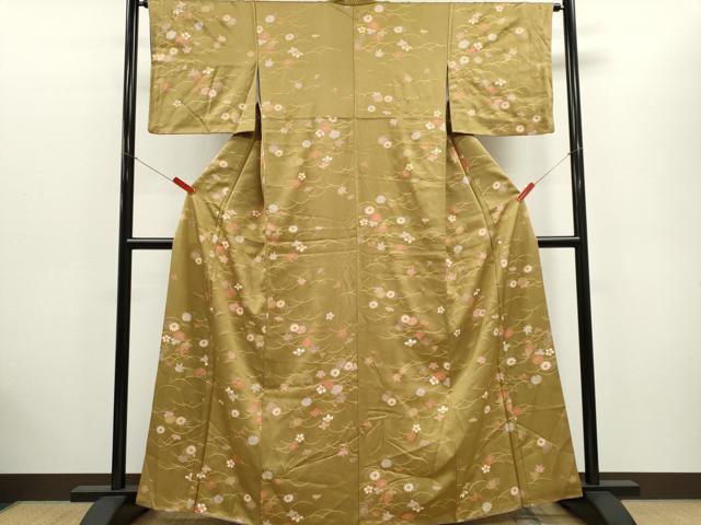 平和屋着物■上質な小紋　芝草花文　金彩　正絹　逸品　CABC7817ou
