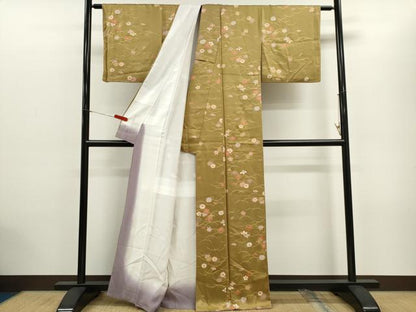 平和屋着物■上質な小紋　芝草花文　金彩　正絹　逸品　CABC7817ou