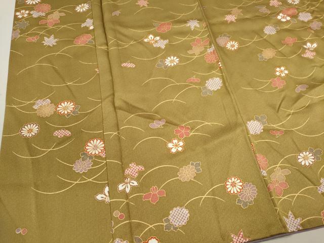 平和屋着物■上質な小紋　芝草花文　金彩　正絹　逸品　CABC7817ou