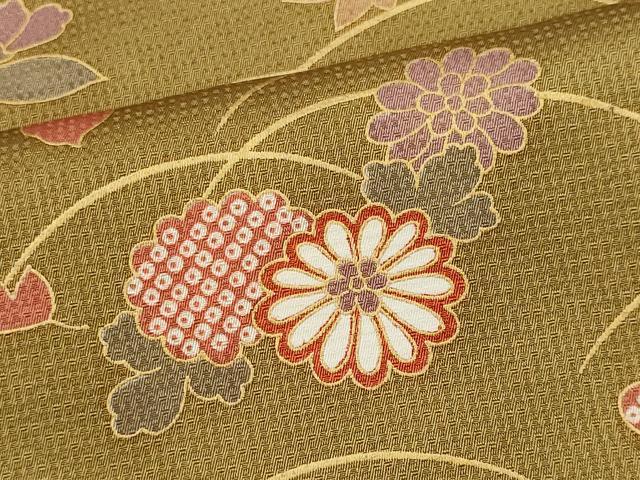 平和屋着物■上質な小紋　芝草花文　金彩　正絹　逸品　CABC7817ou