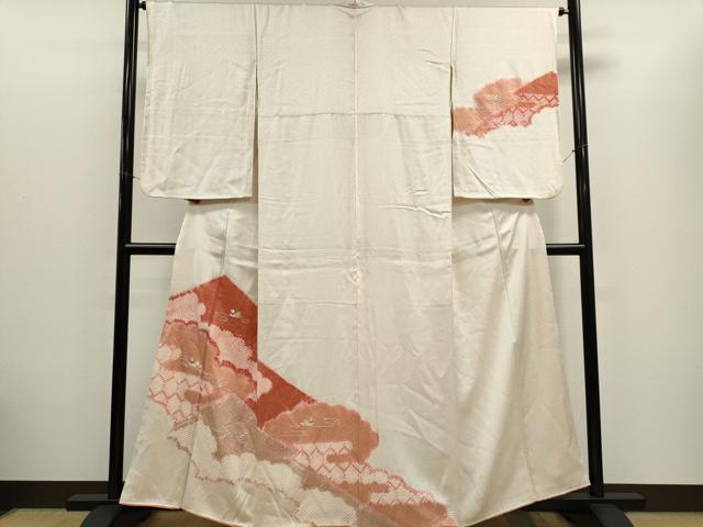 平和屋着物■訪問着　刺繍　絞り　流水鴛鴦文　金彩　正絹　逸品　CABC7826ou