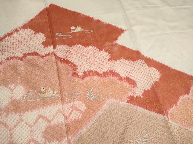 平和屋着物■訪問着　刺繍　絞り　流水鴛鴦文　金彩　正絹　逸品　CABC7826ou