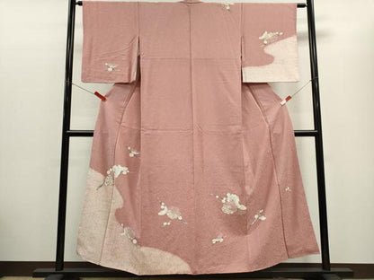 平和屋着物■訪問着　手描き　絞り　枝花文　金彩　正絹　逸品　CABC7827ou