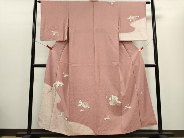 平和屋着物■訪問着　手描き　絞り　枝花文　金彩　正絹　逸品　CABC7827ou