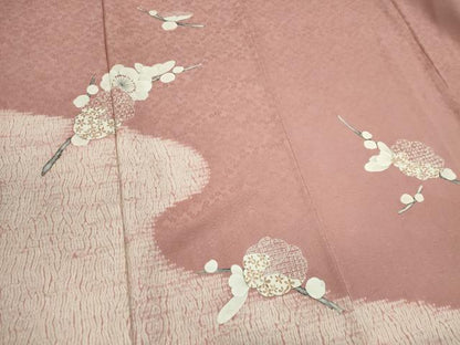平和屋着物■訪問着　手描き　絞り　枝花文　金彩　正絹　逸品　CABC7827ou