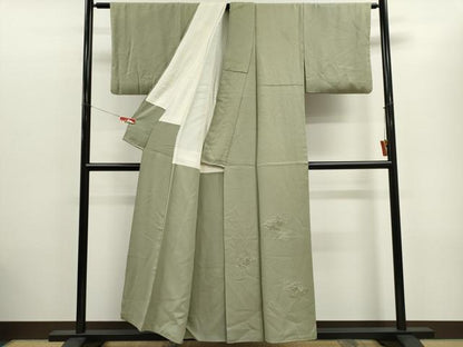 平和屋着物■中国三大刺繍　スワトウ刺繍　色留袖　吉祥花文　柳鼠色　豪華　正絹　逸品　CABC7834ou