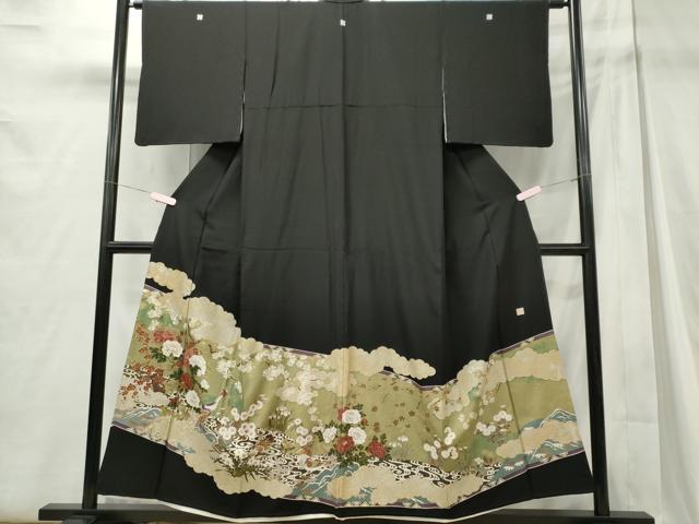 平和屋着物■豪華黒留袖　作家物　花鳥文　金銀彩　正絹　逸品　CABC7837ou