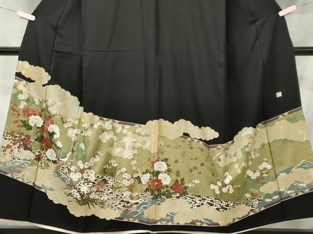 平和屋着物■豪華黒留袖　作家物　花鳥文　金銀彩　正絹　逸品　CABC7837ou