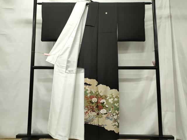 平和屋着物■豪華黒留袖　作家物　花鳥文　金銀彩　正絹　逸品　CABC7837ou