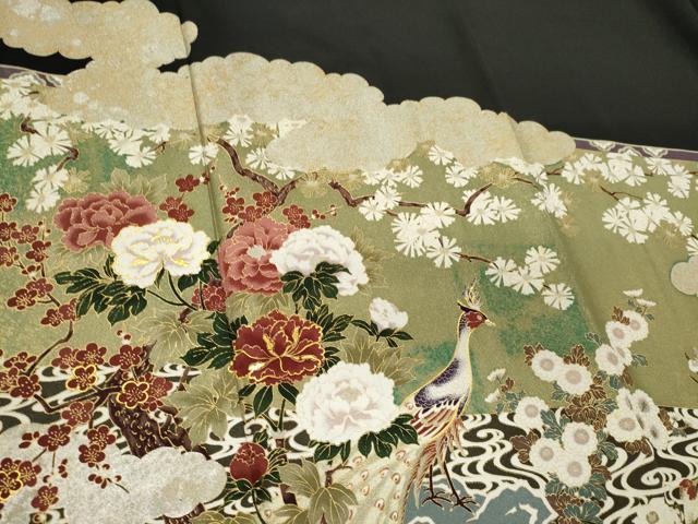 平和屋着物■豪華黒留袖　作家物　花鳥文　金銀彩　正絹　逸品　CABC7837ou