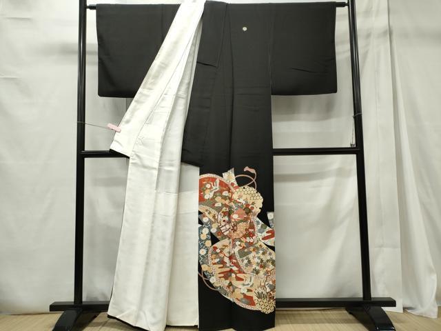 平和屋着物■豪華黒留袖　雪輪飛鶴花文　金彩　正絹　逸品　CABC7842ou