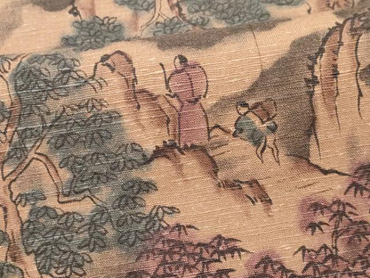 平和屋着物■上質な紬　人物風景文　暈し染め　正絹　逸品　未使用　CABC7852ou