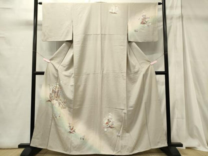 平和屋着物■訪問着　御所車花文　暈し染め　金銀彩　正絹　逸品　CABC7853ou