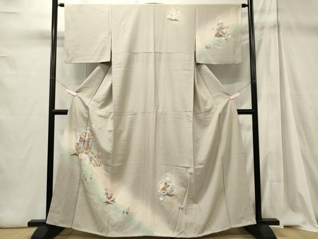 平和屋着物■訪問着　御所車花文　暈し染め　金銀彩　正絹　逸品　CABC7853ou