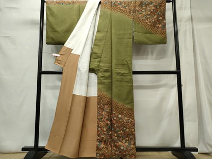 平和屋着物■訪問着　宝尽くし舞蝶花文　暈し染め　金彩　正絹　逸品　CABC7867ou