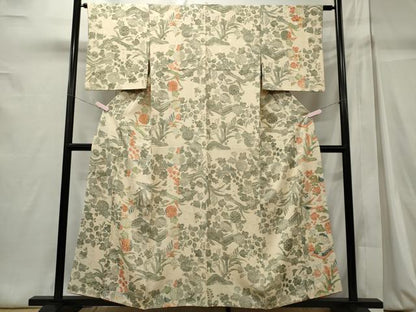 平和屋着物■上質な小紋　草花文　正絹　逸品　CABC7869ou