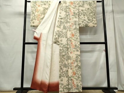 平和屋着物■上質な小紋　草花文　正絹　逸品　CABC7869ou