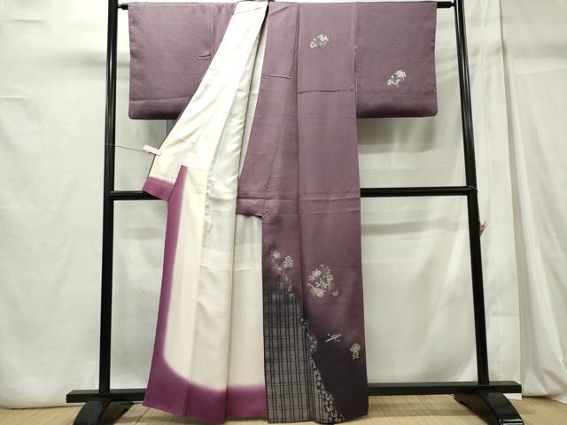 平和屋着物■訪問着　楽器草花文　暈し染め　銀彩　正絹　逸品　CABC7870ou