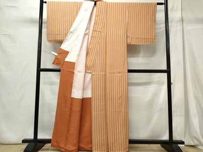 平和屋着物■上質な小紋　縞　正絹　逸品　未使用　CABC7871ou
