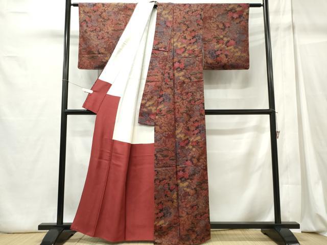 平和屋着物■上質な小紋　陶器花鳥文　金彩　鬼しぼ縮緬　正絹　逸品　CABC7875ou