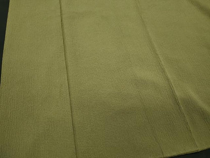 平和屋着物■上質な色無地 黄海松茶色 正絹 逸品 CABC7893ou