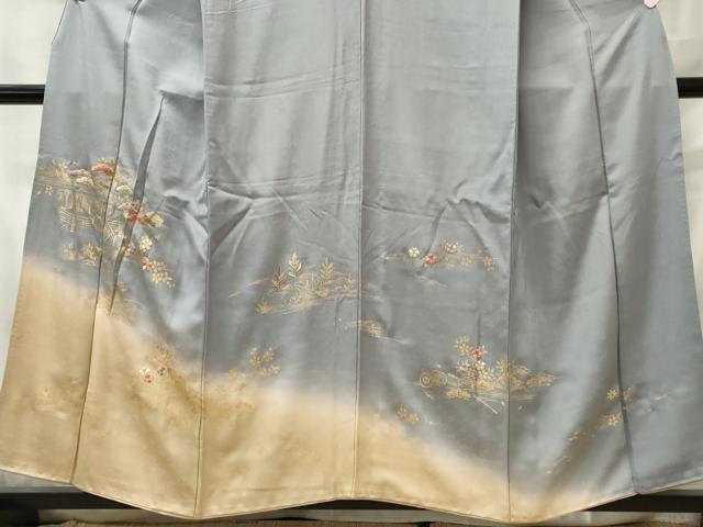 平和屋着物■訪問着 刺繍 草花松文 暈し染め 金彩 正絹 逸品 CABC7900ou