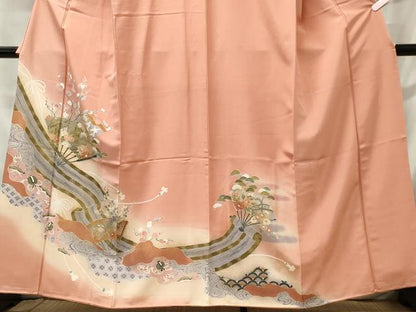 平和屋着物■豪華色留袖　扇面飛鶴吉祥花文　暈し染め　金彩　まるやま扱い　正絹　逸品　CABC7901ou