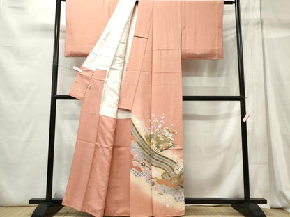 平和屋着物■豪華色留袖　扇面飛鶴吉祥花文　暈し染め　金彩　まるやま扱い　正絹　逸品　CABC7901ou